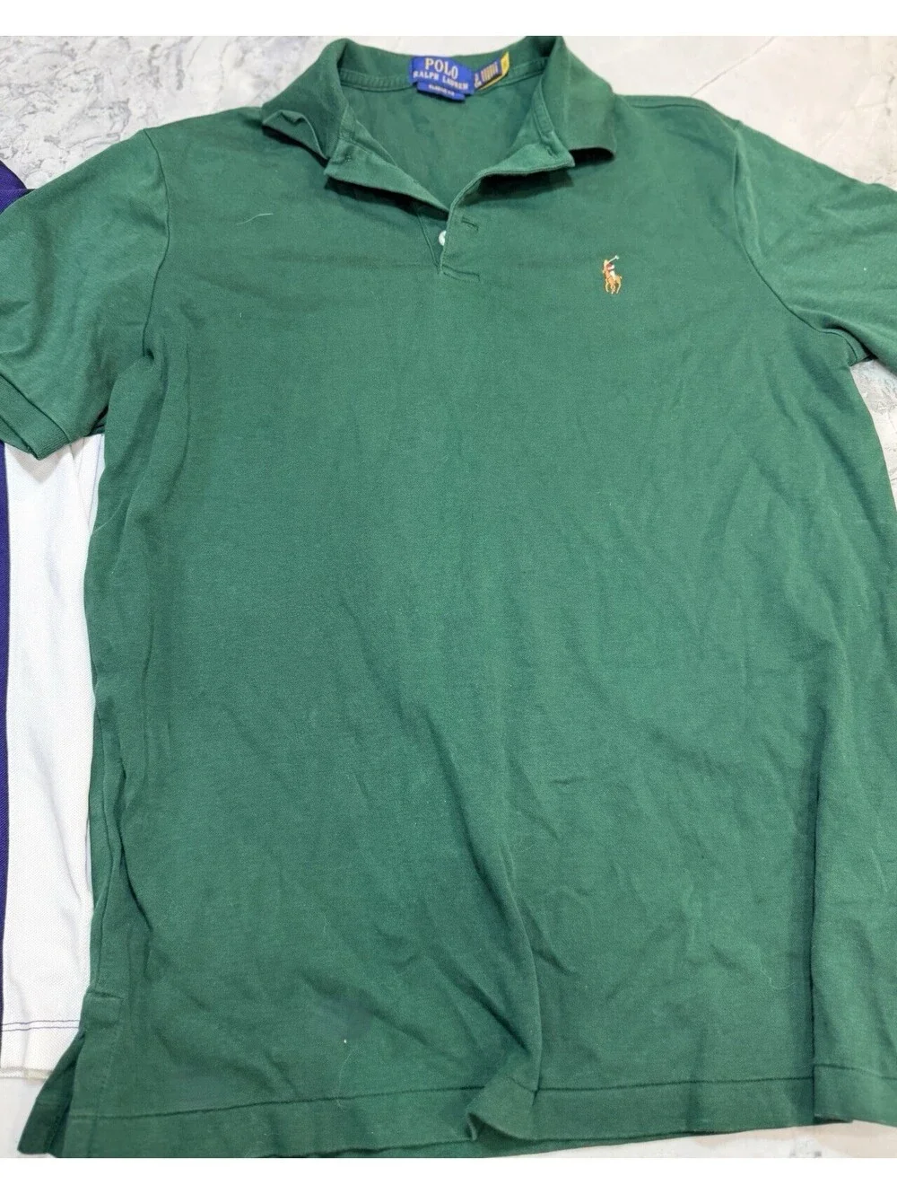 Polo Ralph Lauren Mens Polo Shirt Lot 2 Big Pony Colorblock Classic Fit Green